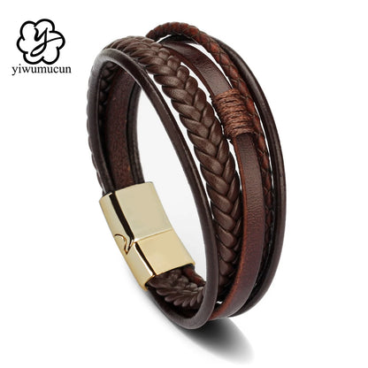 Leather Bracelets For Men Stainless Steel