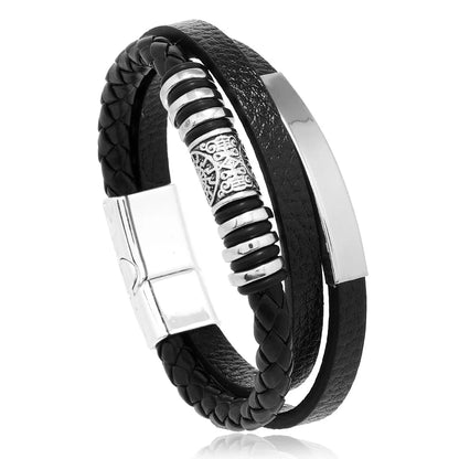 Leather Bracelets For Men Stainless Steel