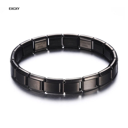 Jewelry 9mm Width Italian Elastic Charm Bracelet Stainless Steel Bangle