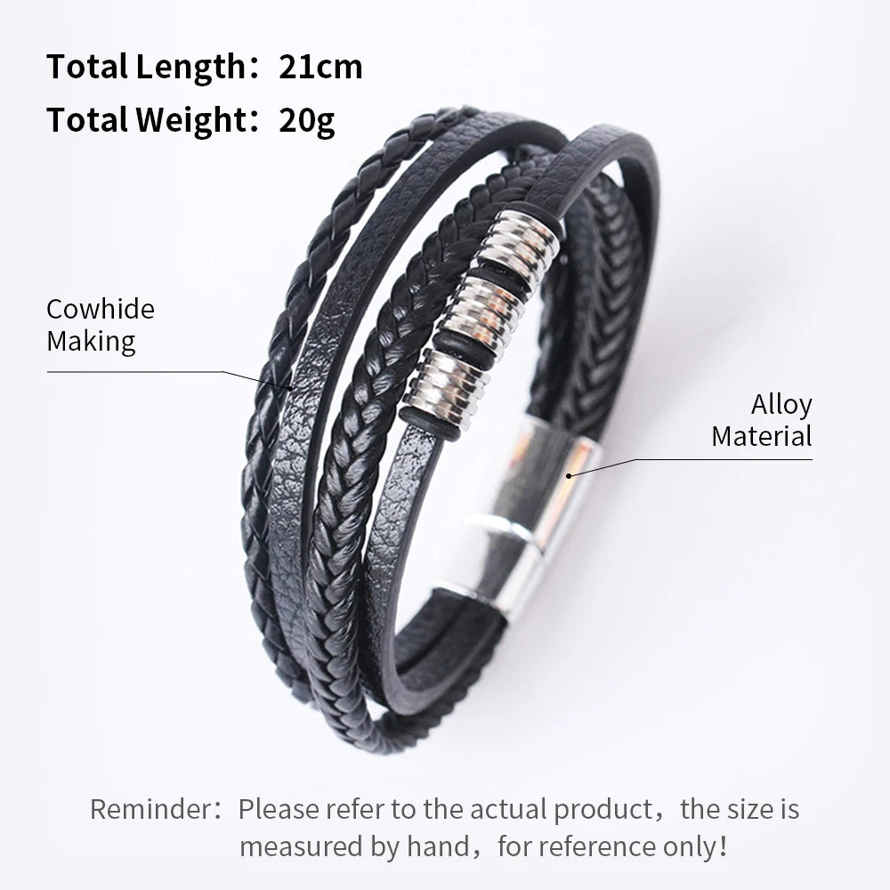 Leather Bracelets For Men Stainless Steel