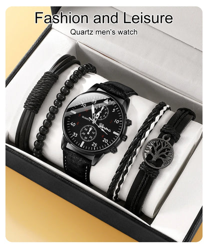 Luxury Leather Watch and Set of assorted bracelets