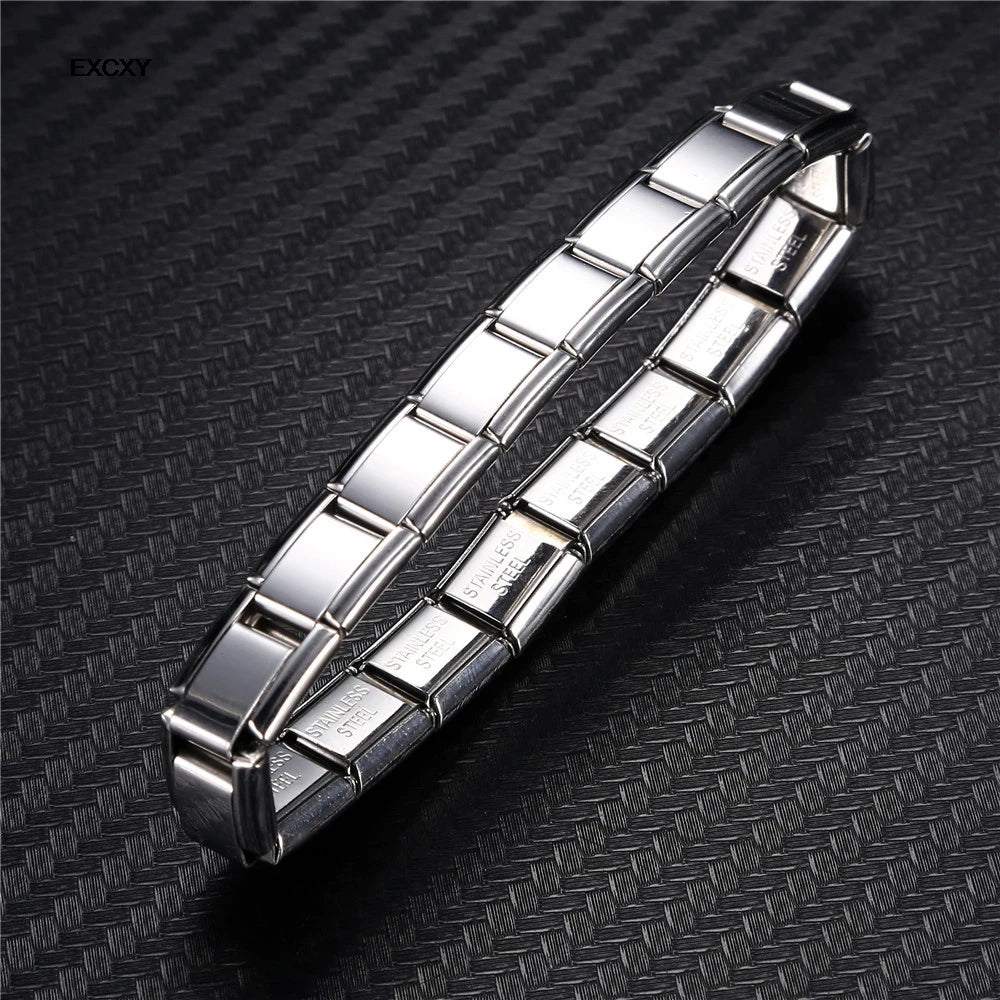 Jewelry 9mm Width Italian Elastic Charm Bracelet Stainless Steel Bangle