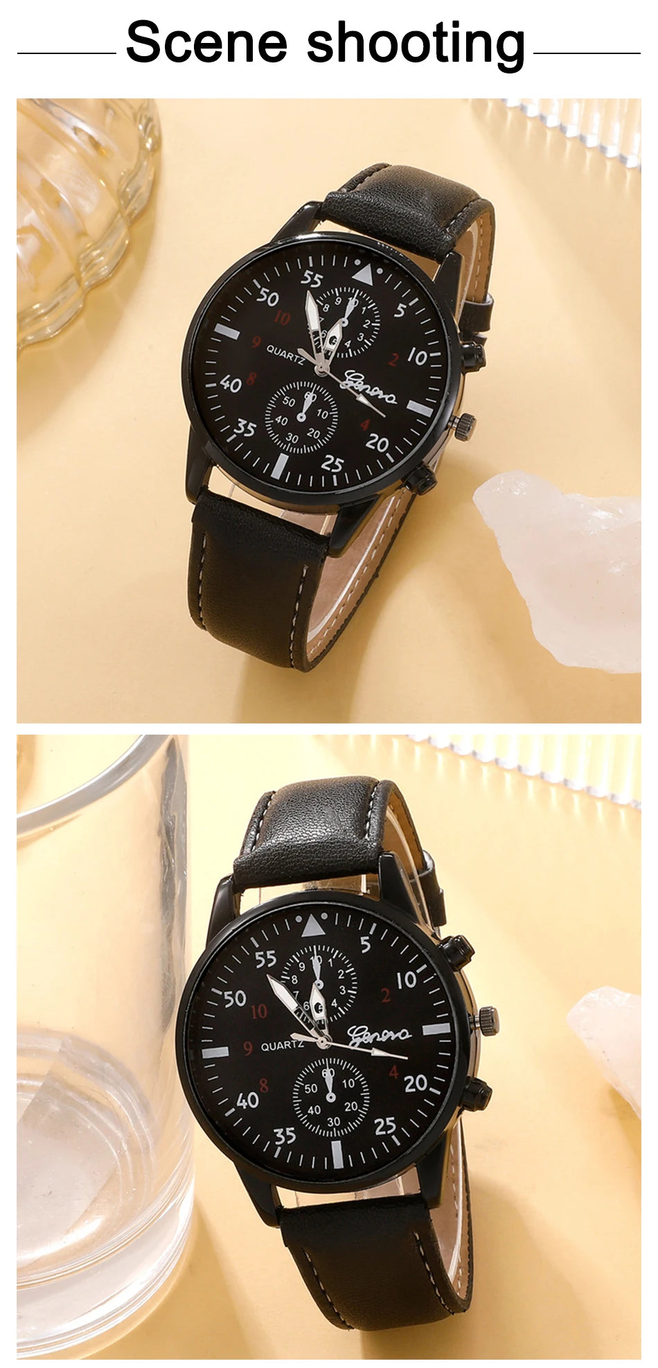 Luxury Leather Watch and Set of assorted bracelets