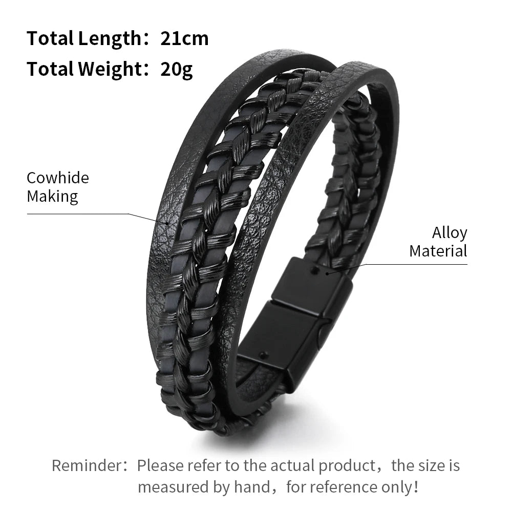 Leather Bracelets For Men Stainless Steel