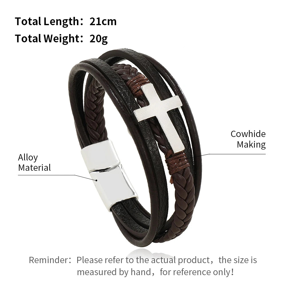 Leather Bracelets For Men Stainless Steel