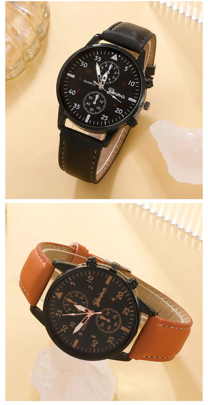 Luxury Leather Watch and Set of assorted bracelets