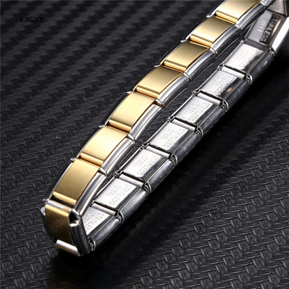 Jewelry 9mm Width Italian Elastic Charm Bracelet Stainless Steel Bangle